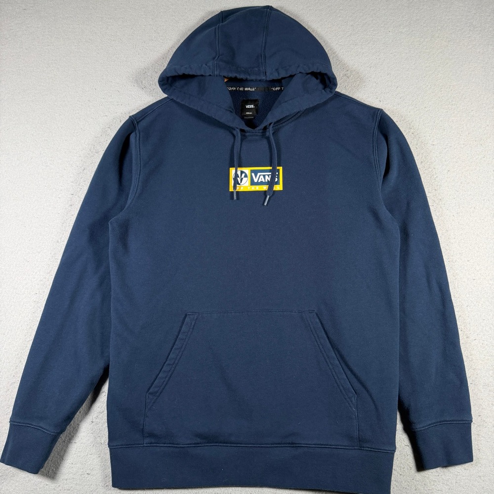 Vans Navy Blue Hoodie Mens Medium‎ Graphic Pullover Sweatshirt Skate Logo